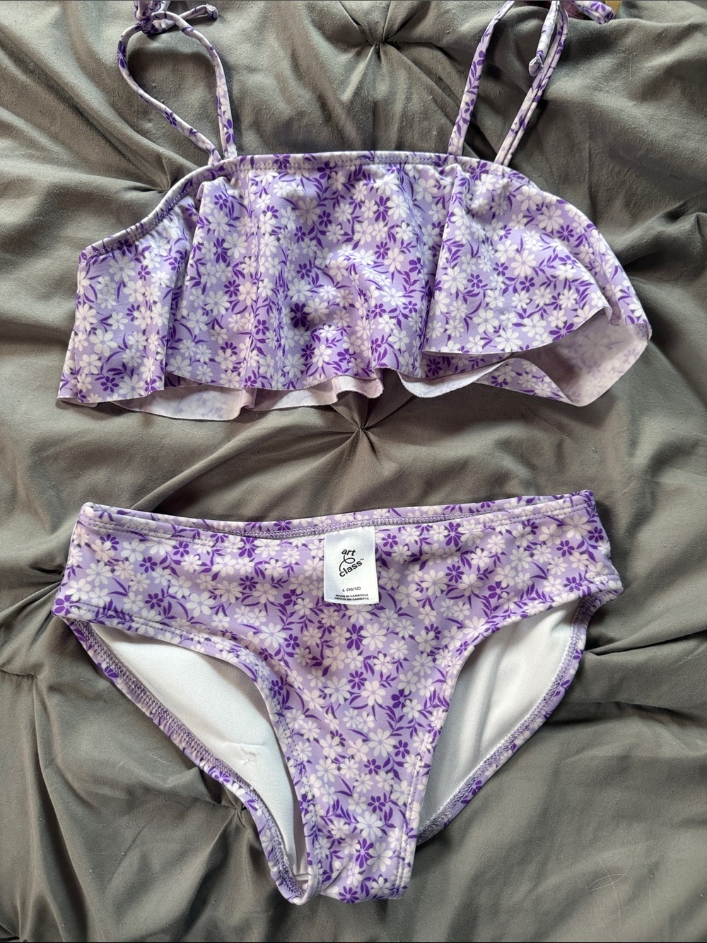 art class Purple Floral Ruffle Two-Piece Bikini